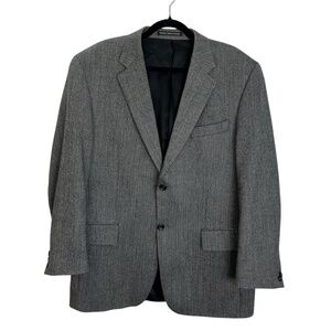 S Cohen Montreal 100% wool grey black tweed herringbone jacket blazer 42 R